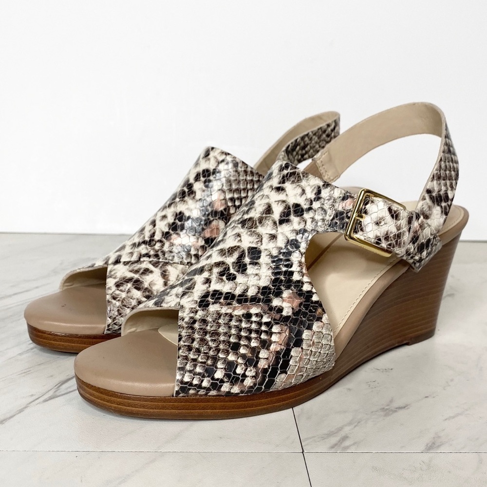 New! Cole Haan Philomina Snake Wedge Sandal 6B